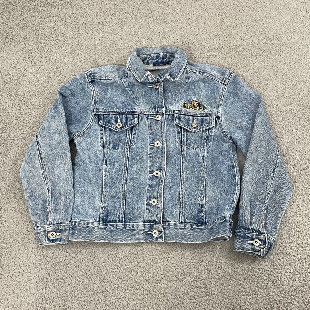 VTG Disney Winnie The Pooh Tigger Jean Jacket Women M Blue 90s Denim - Picture 7 of 16
